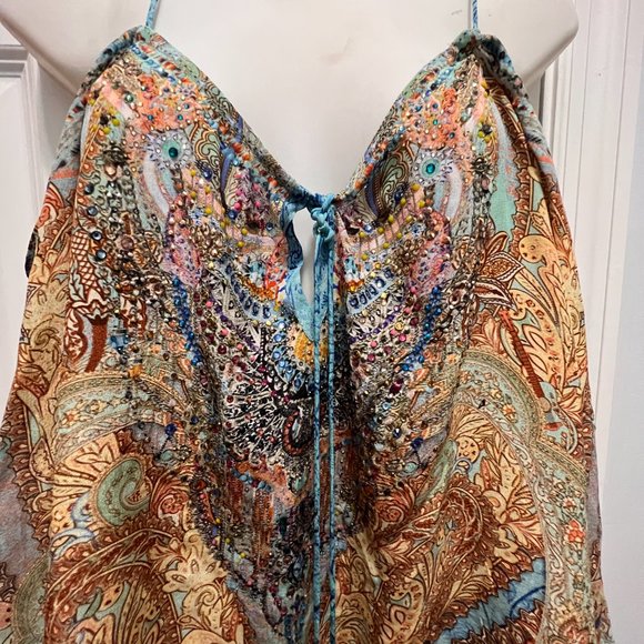 Camilla 100% silk drop shoulder top - Make love not war NWT - Picture 5 of 13